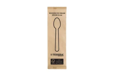 Ξύλινο Οβάλ Κουταλάκι FSC® Γλυκού Παγωτού 14 cm Συσκευασμένο 1/1