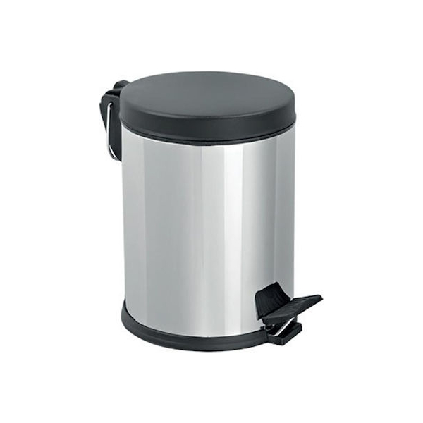 Κάδος Απορριμμάτων Inox με Μαύρο Καπάκι 12L