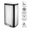 Κάδος με Πεντάλ INOX 50 L