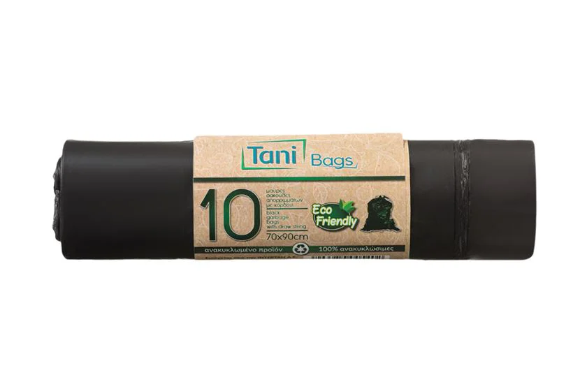 HDPE Μαύρες Σακούλες Απορριμμάτων σε Ρολό (με κορδόνι) 70x90cm.