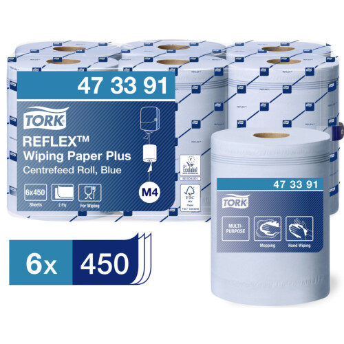 Tork® Reflex™ Wiping Paper Plus Ρολό Centerfeed Μπλε